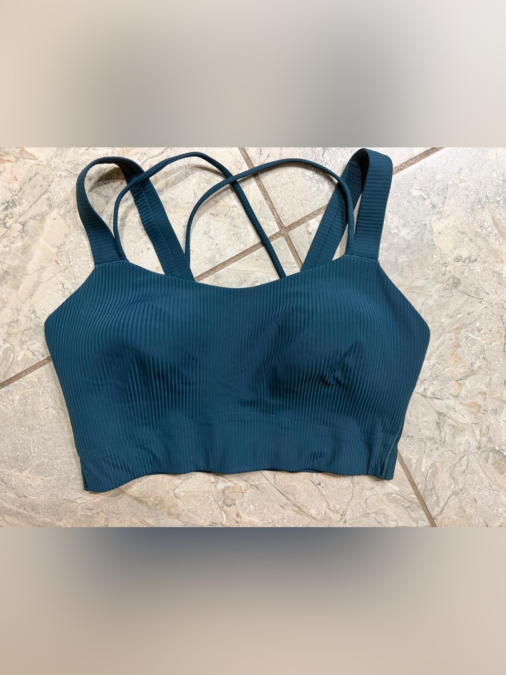 lululemon athletica like a cloud ribbed long line Sports Bra — indochine blue